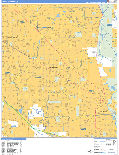 Mount Prospect, IL Wall Map